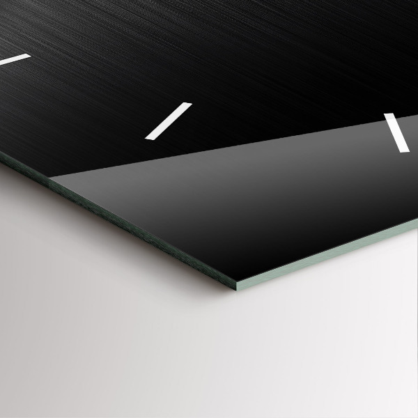 Ceas pătrat de perete din sticlă Linii negre și argintii