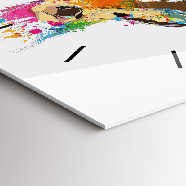 Ceas pătrat de perete din sticlă Cap de cerb colorat