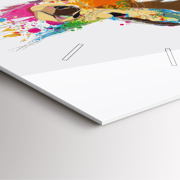 Ceas pătrat de perete din sticlă Cap de cerb colorat