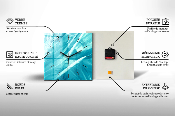 Ceas pătrat de perete din sticlă Fazele lunii