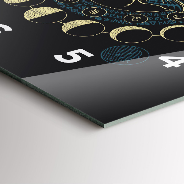 Ceas pătrat de perete din sticlă Fazele lunii și insecte