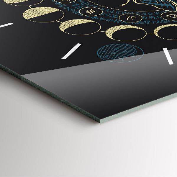 Ceas pătrat de perete din sticlă Fazele lunii și insecte