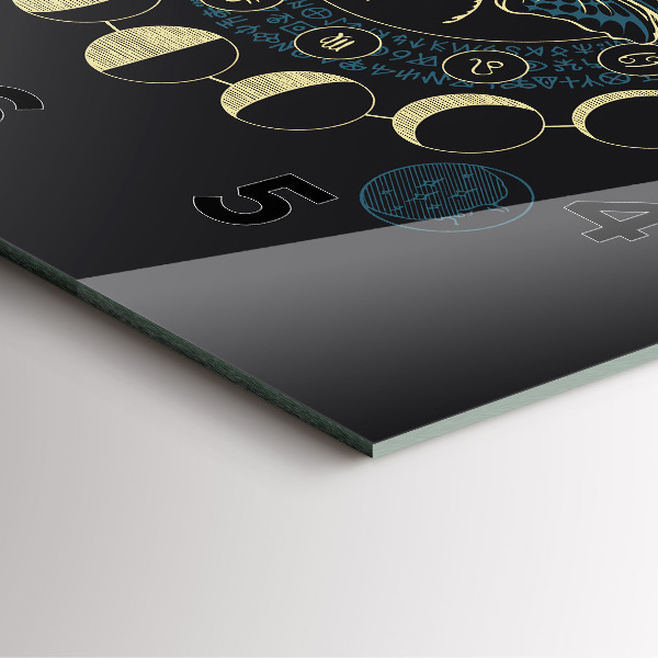 Ceas pătrat de perete din sticlă Fazele lunii și insecte