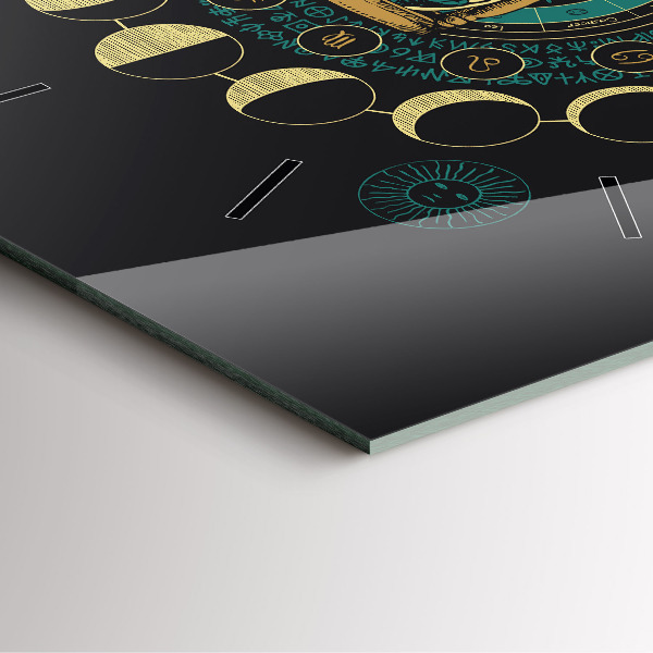 Ceas pătrat de perete din sticlă Fazele lunii și clepsidra