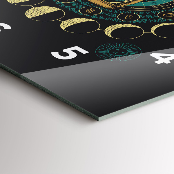 Ceas pătrat de perete din sticlă Fazele lunii și clepsidra