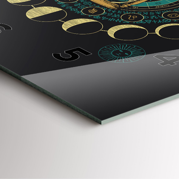 Ceas pătrat de perete din sticlă Fazele lunii și clepsidra