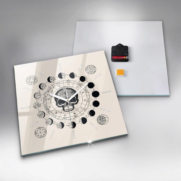 Ceas pătrat de perete din sticlă Fazele lunii