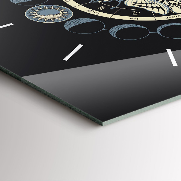 Ceas pătrat de perete din sticlă Fazele lunii