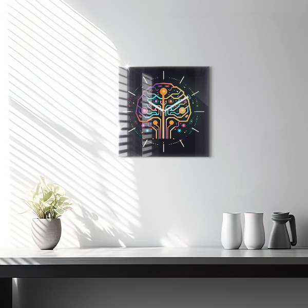 Ceas pătrat de perete din sticlă Abstracție colorată