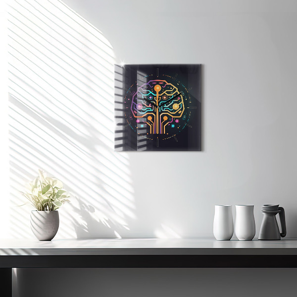 Ceas pătrat de perete din sticlă Abstracție colorată