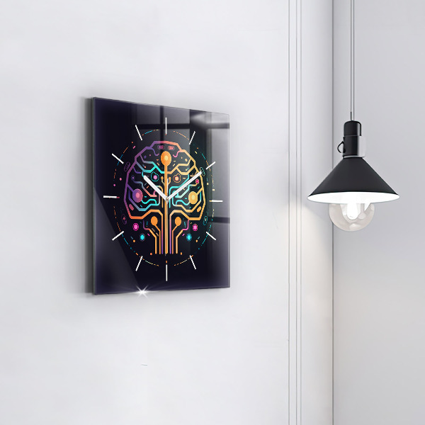 Ceas pătrat de perete din sticlă Abstracție colorată