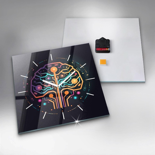 Ceas pătrat de perete din sticlă Abstracție colorată