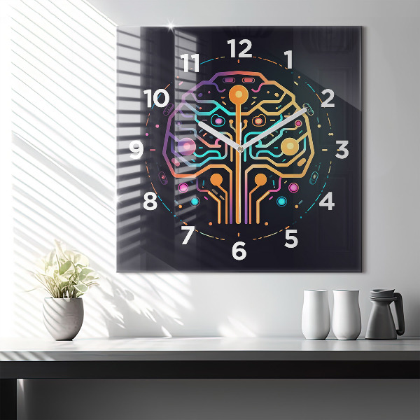 Ceas pătrat de perete din sticlă Abstracție colorată