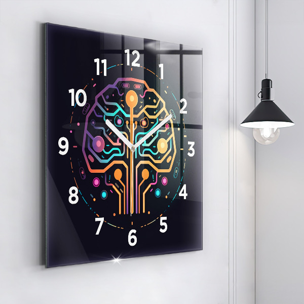 Ceas pătrat de perete din sticlă Abstracție colorată