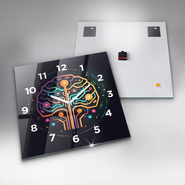 Ceas pătrat de perete din sticlă Abstracție colorată
