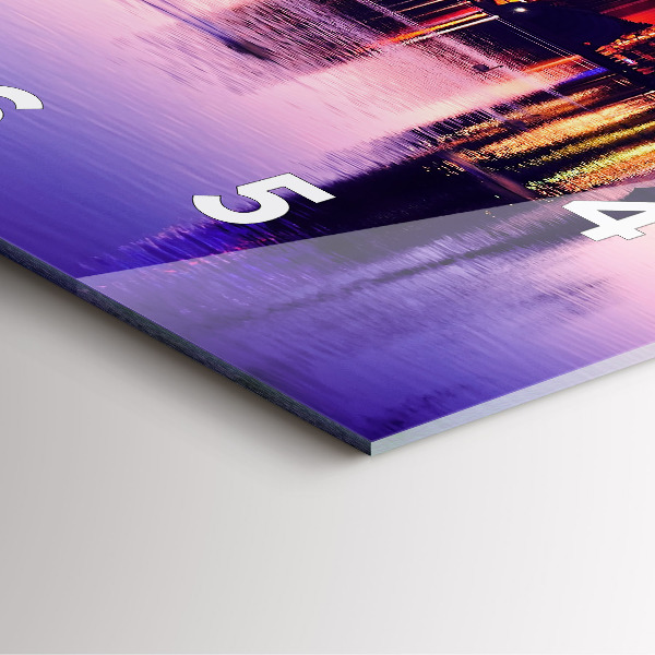 Ceas pătrat de perete din sticlă Panorama de seara a orasului