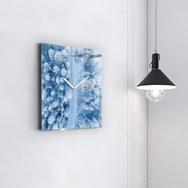 Ceas pătrat de perete din sticlă Pădure dintr-o dronă