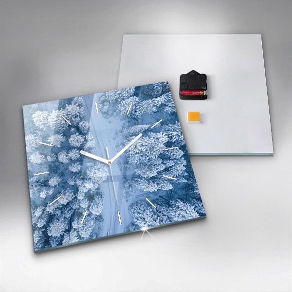 Ceas pătrat de perete din sticlă Pădure dintr-o dronă