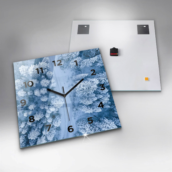 Ceas pătrat de perete din sticlă Pădure dintr-o dronă