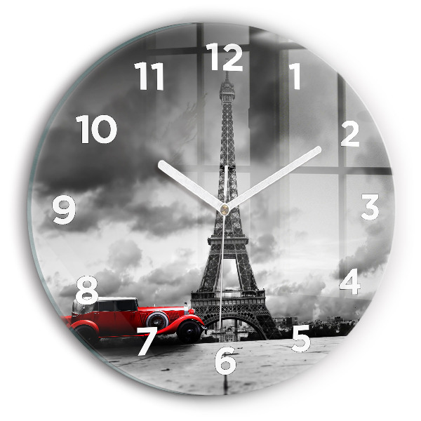 Ceas rotund de perete din sticlă Turnul Effel Paris