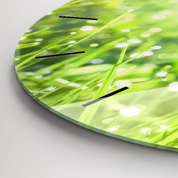Ceas rotund de perete din sticlă iarbă verde