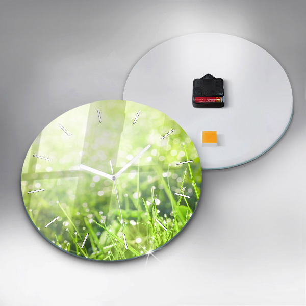 Ceas rotund de perete din sticlă iarbă verde
