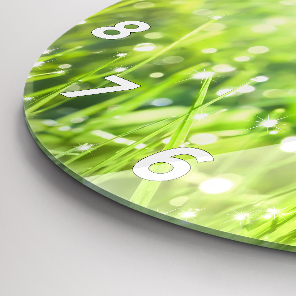 Ceas rotund de perete din sticlă iarbă verde