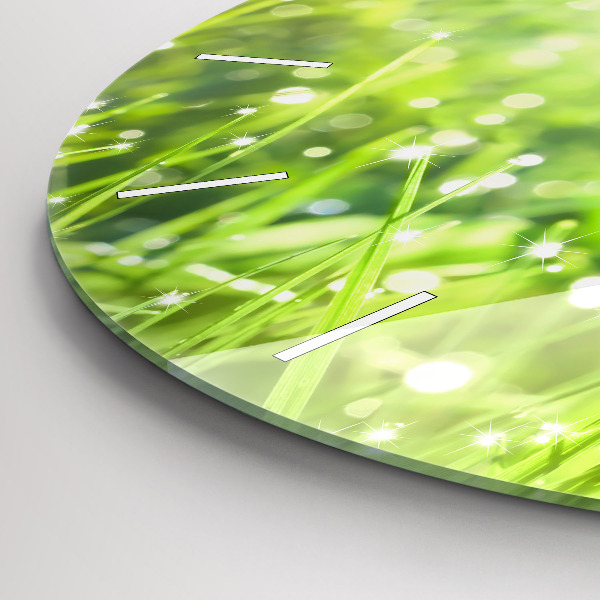 Ceas rotund de perete din sticlă iarbă verde