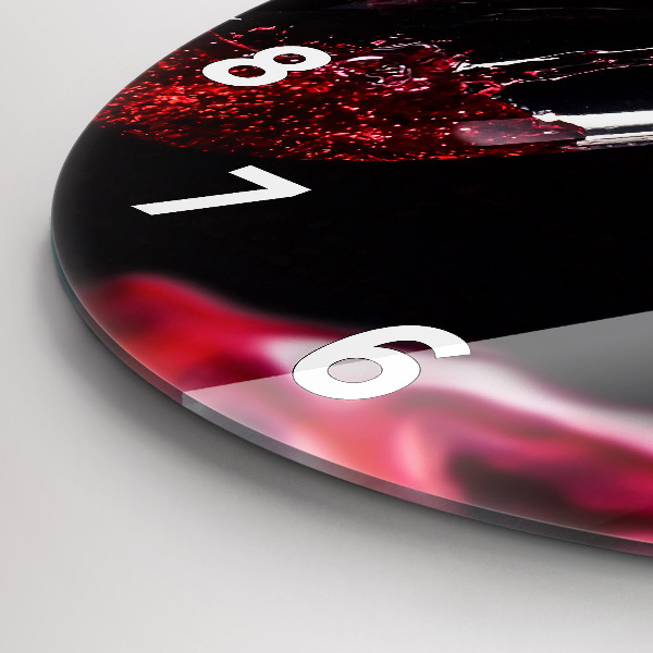 Ceas rotund de perete din sticlă Vin roșu