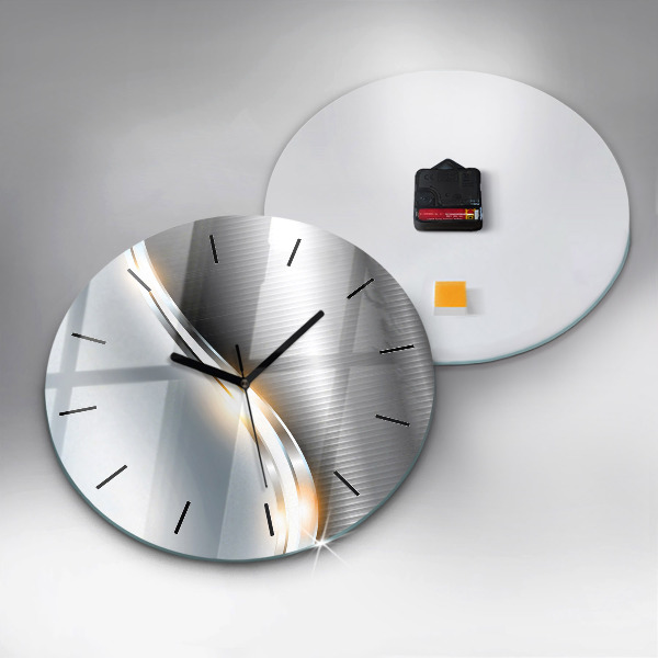 Ceas rotund de perete din sticlă Abstracția metalului