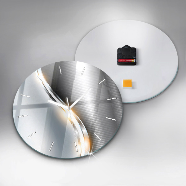 Ceas rotund de perete din sticlă Abstracția metalului
