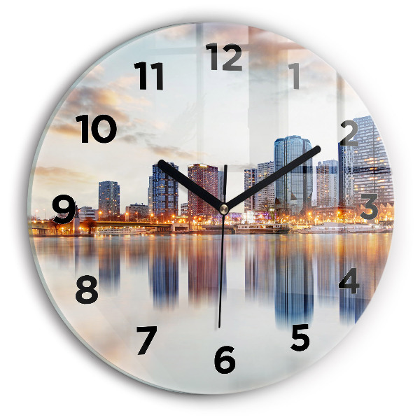 Ceas rotund de perete din sticlă Panorama cu Turnul Eiffel