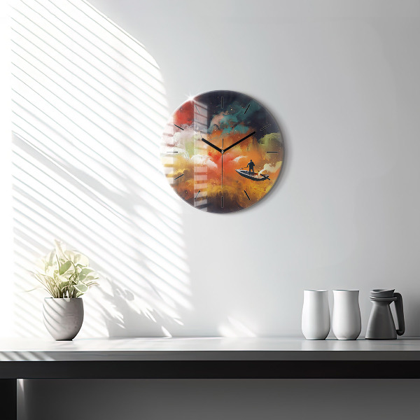 Ceas rotund de perete din sticlă Imagine abstractă