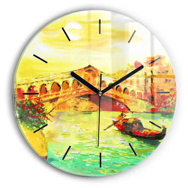 Ceas rotund de perete din sticlă Podul Rialto din Veneția