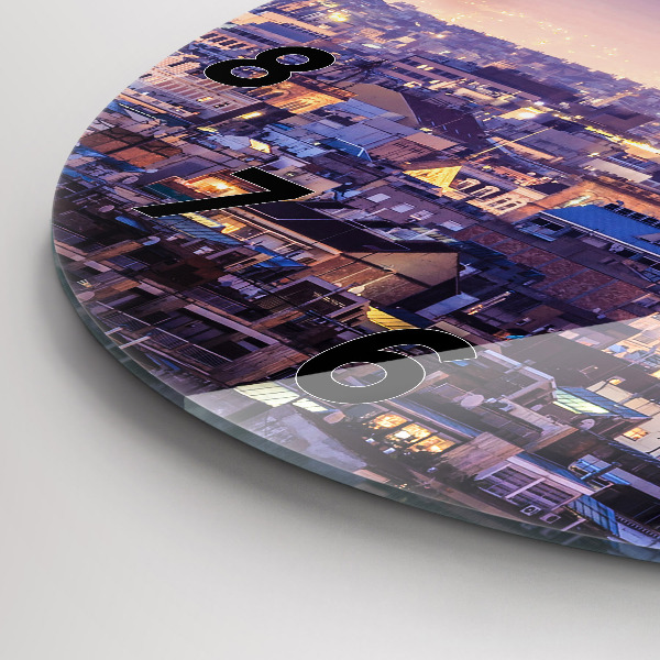 Ceas rotund de perete din sticlă Vedere spre Barcelona