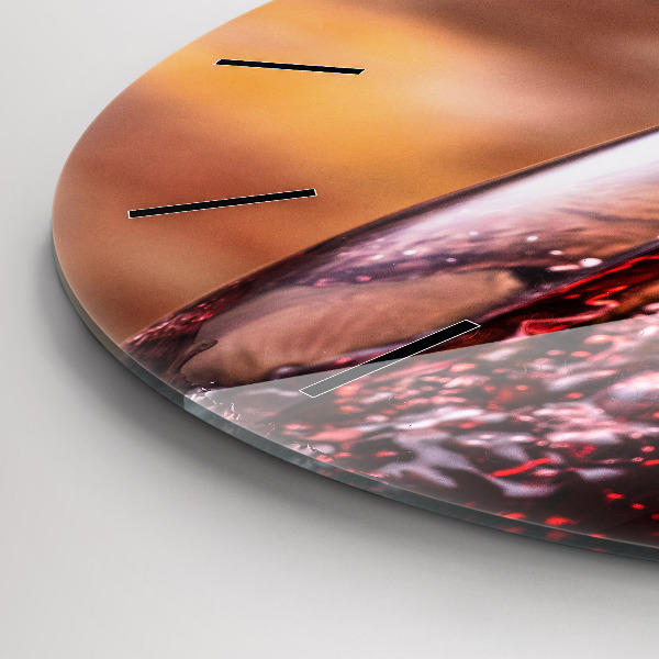 Ceas rotund de perete din sticlă Un pahar de vin roșu