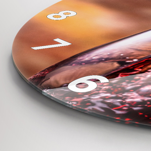 Ceas rotund de perete din sticlă Un pahar de vin roșu