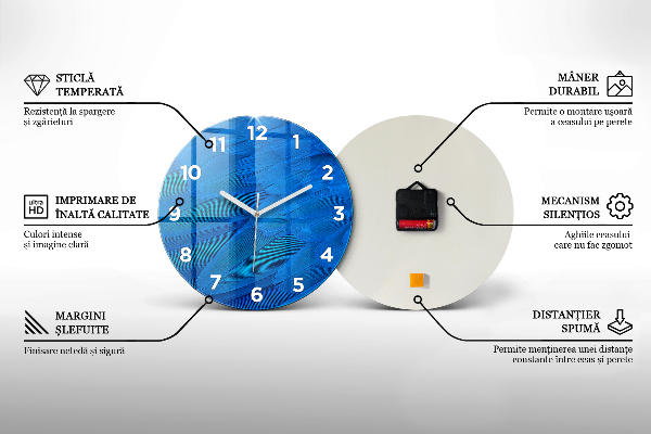 Ceas rotund de perete din sticlă Un pahar de vin roșu