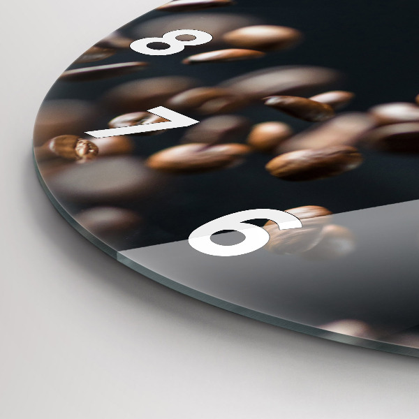 Ceas rotund de perete din sticlă Boabe de cafea