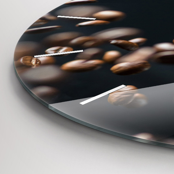 Ceas rotund de perete din sticlă Boabe de cafea