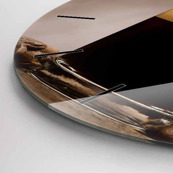 Ceas rotund de perete din sticlă O cană de cafea