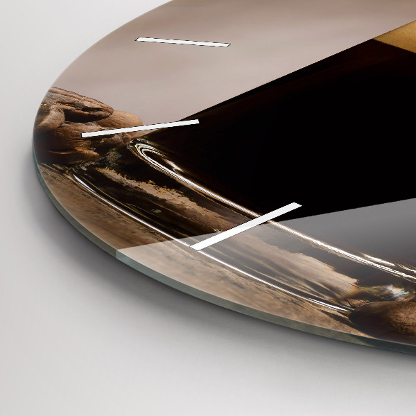 Ceas rotund de perete din sticlă O cană de cafea