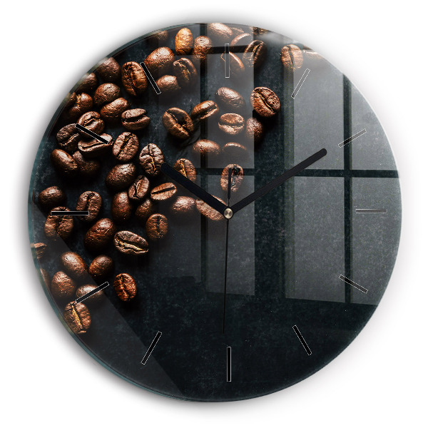 Ceas rotund de perete din sticlă Boabe de cafea