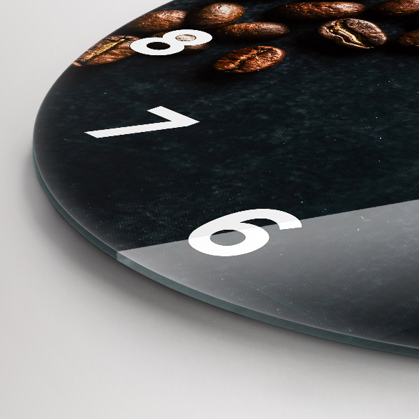 Ceas rotund de perete din sticlă Boabe de cafea