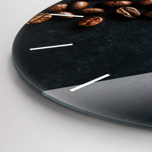 Ceas rotund de perete din sticlă Boabe de cafea