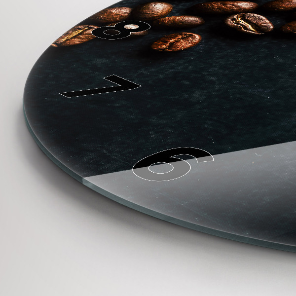 Ceas rotund de perete din sticlă Boabe de cafea