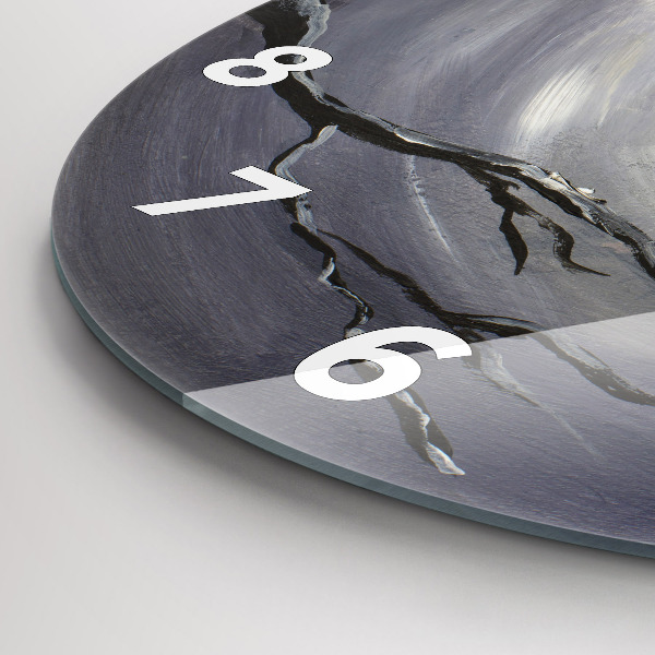 Ceas rotund de perete din sticlă Corb în lumina lunii