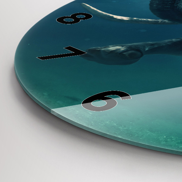Ceas rotund de perete din sticlă Elefantul înotând în ocean