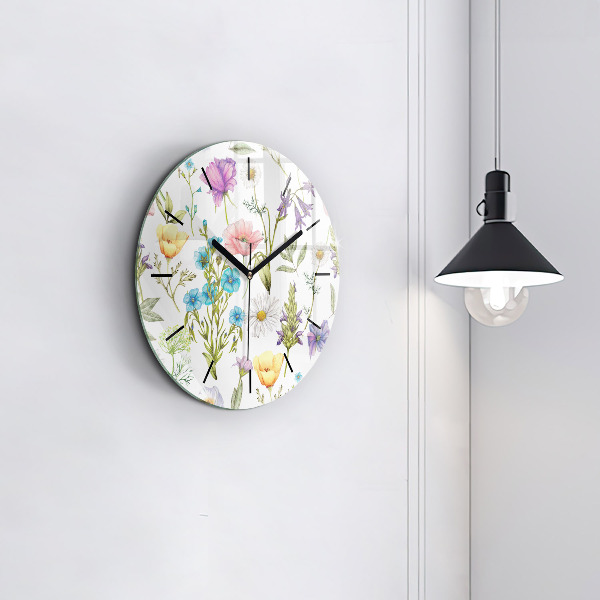 Ceas rotund de perete din sticlă Aranjament Floral