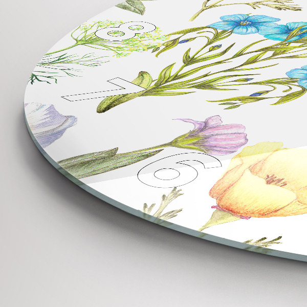 Ceas rotund de perete din sticlă Aranjament Floral